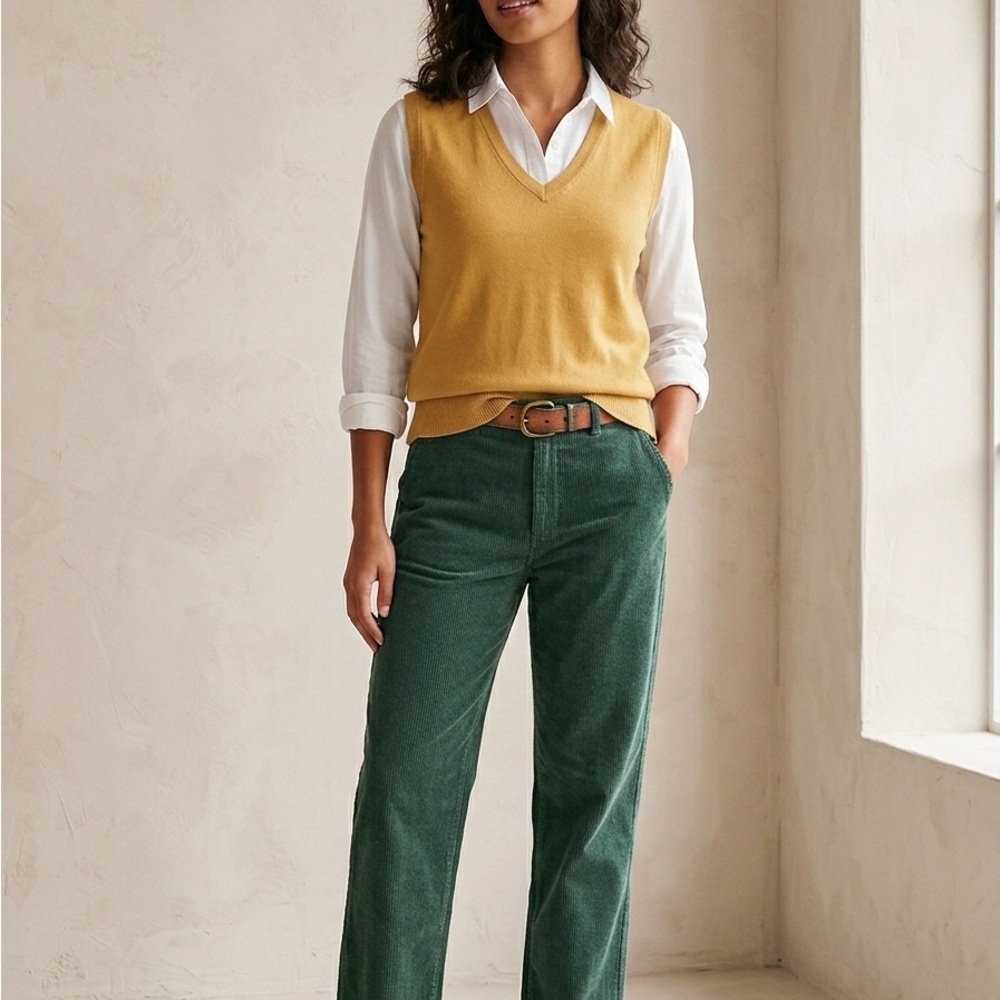 V Neck Vest by Cielo -Mustard Yellow